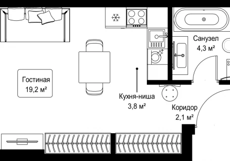 Квартира студия - Ленинградский проспект, 8 / ЖК Слава - фото 1