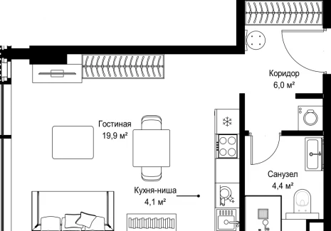 Квартира студия - Ленинградский проспект, 8 / ЖК Слава - фото 1