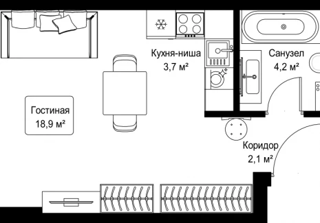 Квартира студия - Ленинградский проспект, 8 / ЖК Слава - фото 1