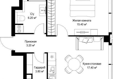 1-комнатная квартира - Серегина, 5 / ЖК С5 - фото 1