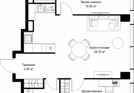 2-комнатная квартира - Серегина, 5 / ЖК С5 - фото 1