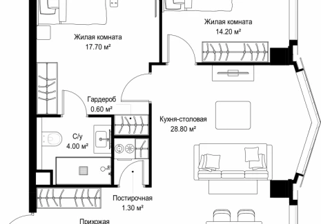 2-комнатная квартира - Серегина, 5 / ЖК С5 - фото 1
