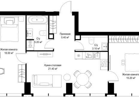 2-комнатная квартира - Серегина, 5 / ЖК С5 - фото 1