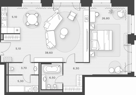 1-комнатная квартира - Староваганьковский пер., 17 / ЖК Кло 17 - фото 1