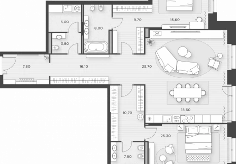 2-комнатная квартира - Староваганьковский пер., 17 / ЖК Кло 17 - фото 1
