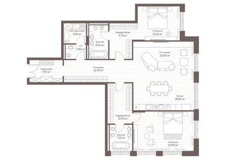 2-комнатная квартира - Староваганьковский пер., 17 / ЖК Кло 17 - фото 1