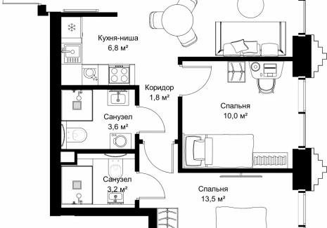 2-комнатная квартира - ул. Верейская, 29/32Д / ЖК СЕТ - фото 1