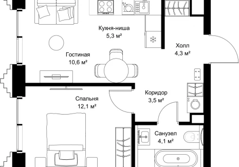 1-комнатная квартира - ул. Верейская, 29/32Д / ЖК СЕТ - фото 1