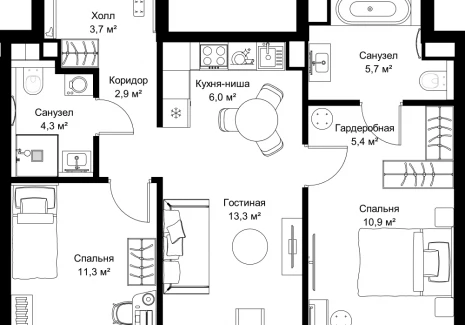 2-комнатная квартира - ул. Верейская, 29/32Д / ЖК СЕТ - фото 1
