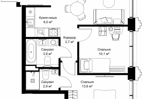 2-комнатная квартира - ул. Верейская, 29/32Д / ЖК СЕТ - фото 1
