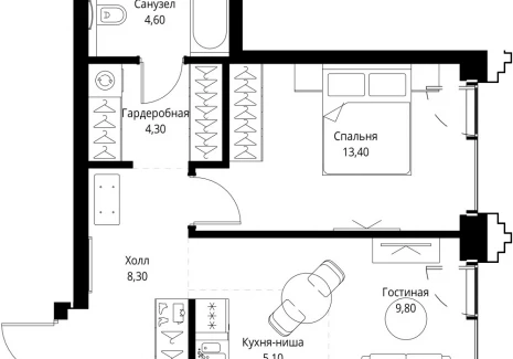1-комнатная квартира - ул. Верейская, 29/32Д / ЖК СЕТ - фото 1