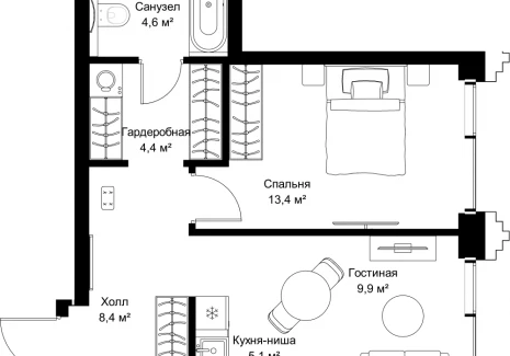 1-комнатная квартира - ул. Верейская, 29/32Д / ЖК СЕТ - фото 1