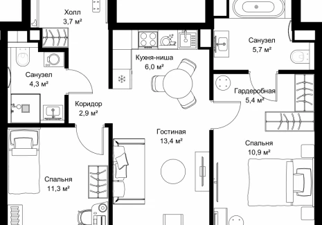 2-комнатная квартира - ул. Верейская, 29/32Д / ЖК СЕТ - фото 1