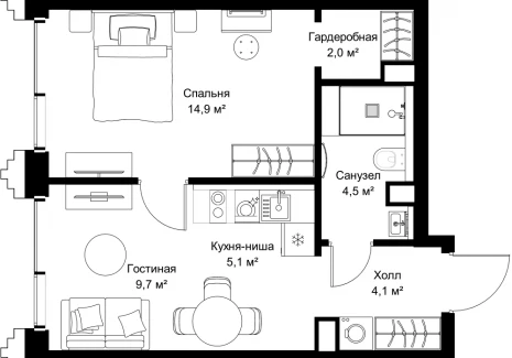 1-комнатная квартира - ул. Верейская, 29/32Д / ЖК СЕТ - фото 1