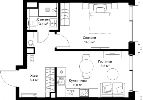 1-комнатная квартира - ул. Верейская, 29/32Д / ЖК СЕТ - фото 1