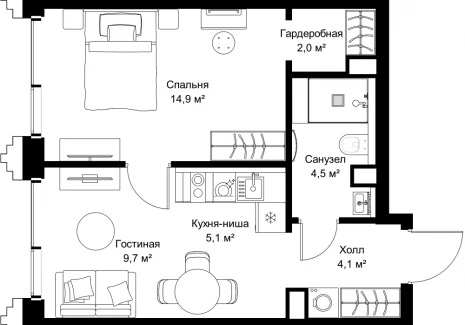 1-комнатная квартира - ул. Верейская, 29/32Д / ЖК СЕТ - фото 1