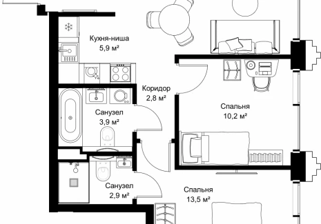 2-комнатная квартира - ул. Верейская, 29/32Д / ЖК СЕТ - фото 1
