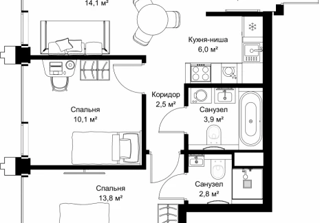 2-комнатная квартира - ул. Верейская, 29/32Д / ЖК СЕТ - фото 1