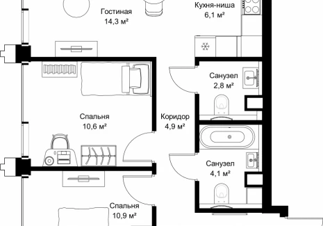 2-комнатная квартира - ул. Верейская, 29/32Д / ЖК СЕТ - фото 1