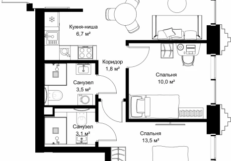 2-комнатная квартира - ул. Верейская, 29/32Д / ЖК СЕТ - фото 1