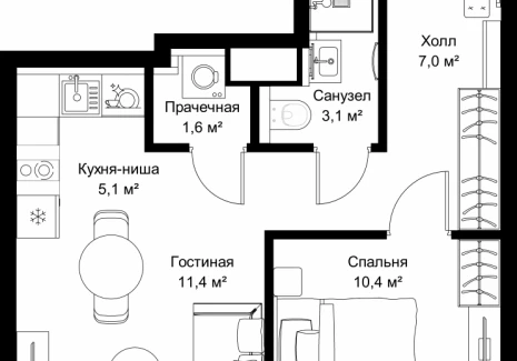 1-комнатная квартира - ул. Верейская, 29/32Д / ЖК СЕТ - фото 1