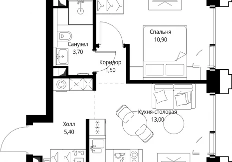 1-комнатная квартира - ул. Верейская, 29/32Д / ЖК СЕТ - фото 1