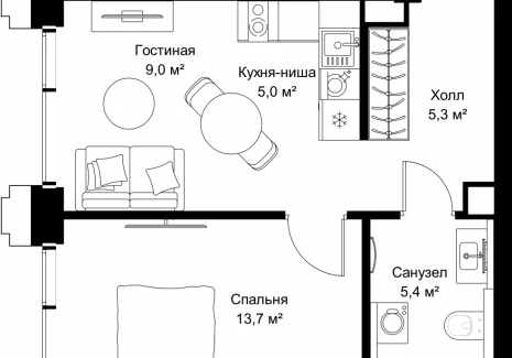 1-комнатная квартира - ул. Верейская, 29/32Д / ЖК СЕТ - фото 1