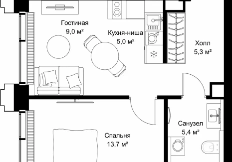 1-комнатная квартира - ул. Верейская, 29/32Д / ЖК СЕТ - фото 1