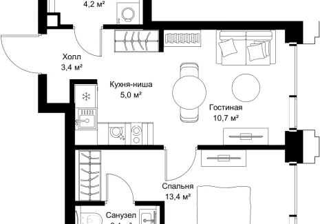 1-комнатная квартира - ул. Верейская, 29/32Д / ЖК СЕТ - фото 1
