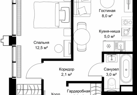 1-комнатная квартира - ул. Верейская, 29/32Д / ЖК СЕТ - фото 1