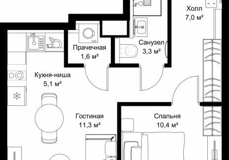 1-комнатная квартира - ул. Верейская, 29/32Д / ЖК СЕТ - фото 1