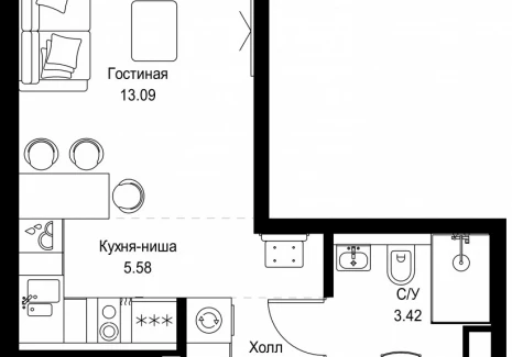1-комнатная квартира - ул. Верейская, 29/32Д / ЖК СЕТ - фото 1