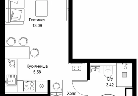 1-комнатная квартира - ул. Верейская, 29/32Д / ЖК СЕТ - фото 1