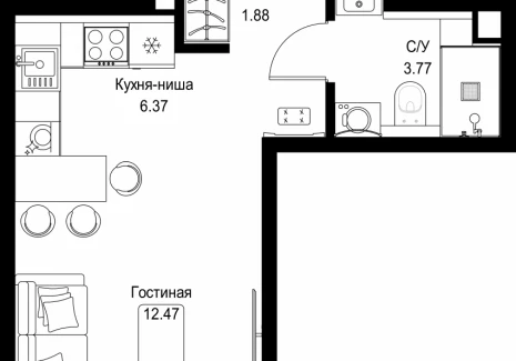 1-комнатная квартира - ул. Верейская, 29/32Д / ЖК СЕТ - фото 1