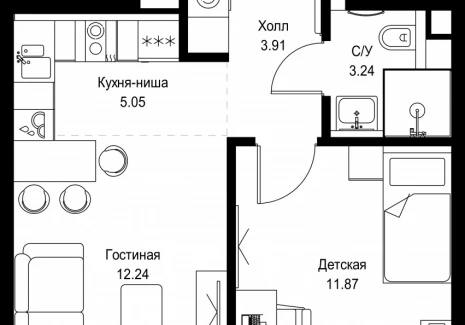 1-комнатная квартира - ул. Верейская, 29/32Д / ЖК СЕТ - фото 1