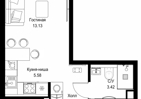 1-комнатная квартира - ул. Верейская, 29/32Д / ЖК СЕТ - фото 1