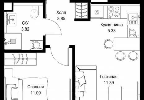 1-комнатная квартира - ул. Верейская, 29/32Д / ЖК СЕТ - фото 1
