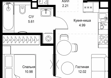 1-комнатная квартира - ул. Верейская, 29/32Д / ЖК СЕТ - фото 1