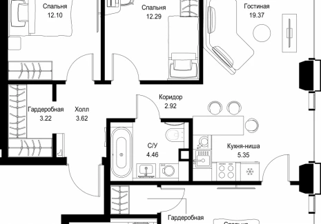 3-комнатная квартира - ул. Верейская, 29/32Д / ЖК СЕТ - фото 1