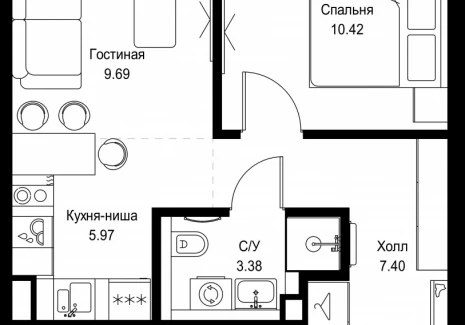 1-комнатная квартира - ул. Верейская, 29/32Д / ЖК СЕТ - фото 1