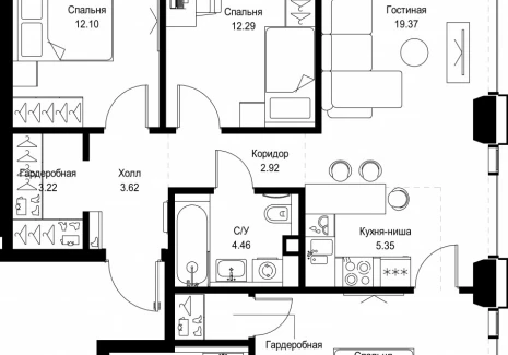3-комнатная квартира - ул. Верейская, 29/32Д / ЖК СЕТ - фото 1