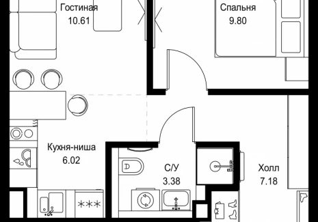 1-комнатная квартира - ул. Верейская, 29/32Д / ЖК СЕТ - фото 1