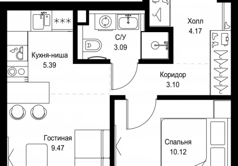 1-комнатная квартира - ул. Верейская, 29/32Д / ЖК СЕТ - фото 1