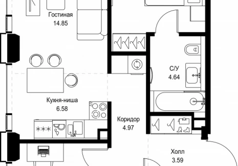 2-комнатная квартира - ул. Верейская, 29/32Д / ЖК СЕТ - фото 1