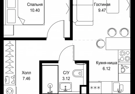 1-комнатная квартира - ул. Верейская, 29/32Д / ЖК СЕТ - фото 1
