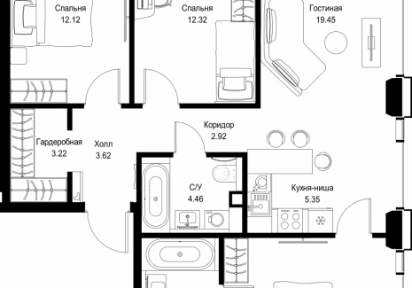3-комнатная квартира - ул. Верейская, 29/32Д / ЖК СЕТ - фото 1