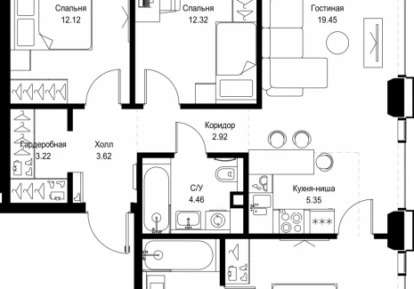 3-комнатная квартира - ул. Верейская, 29/32Д / ЖК СЕТ - фото 1