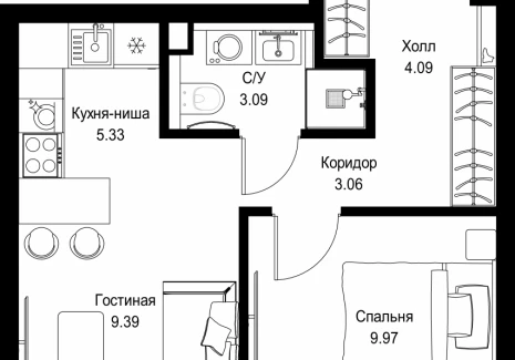1-комнатная квартира - ул. Верейская, 29/32Д / ЖК СЕТ - фото 1