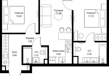 2-комнатная квартира - ул. Верейская, 29/32Д / ЖК СЕТ - фото 1