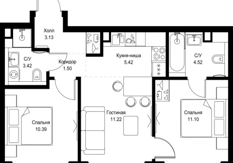 2-комнатная квартира - ул. Верейская, 29/32Д / ЖК СЕТ - фото 1